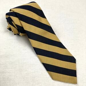Vintage Bert Pulitzer Black & Gold Narrow 100% Silk Stripe Repp Tie Preppy Gift